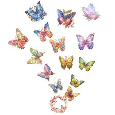 Ychsring Sparkly Floral Butterfly Stickers - 30 Pcs Clear PET Colorful picture