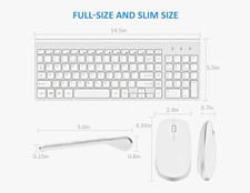 Wireless Keyboard &Mouse FENIFOX USB Slim 2.4G Full-Size Windows Mac-Silver Wht picture