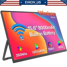 EVICIV 15.6'' Wireless 100%s RGB Portable Monitor USB C HDMI Screen For PC PS5 A picture