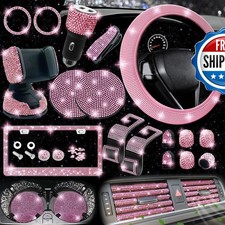 NBTEPEM 27-Piece Bling Car Accessories Set Universal Fit Pink picture