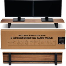ULTRARM Monitor Stand Desk Organizer 45.6 Walnut Slide Rails Customizable picture