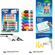 EXPO Dry Erase Markers, Low Odor Ink, Assorted Colors, Chisel Tip, 12 Count picture