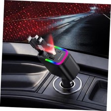 5 in 1 Retractable Car Charger with Starlight, 120W Black(with Starlight) picture