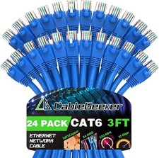 CableGeeker Cat 6 Patch Cables 3 ft (24-Pack) Cat6 Ethernet Cables, Blue picture