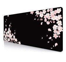 Sakura Japanese Desk Mat Cherry Blossom Large Gaming Mouse Pad Black Floral picture