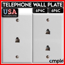 White Landline Phone Wall Plate RJ11 RJ12 FAX Telephone Wall Pate 6P4C 6P6C picture
