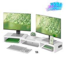 BONTEC Dual Monitor Stand Riser with Storage Wooden Desktop Organizer  picture