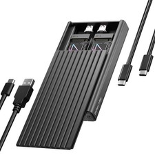 Dual M.2 NVMe SSD Enclosure, ICY BOX 20Gbps NVMe Enclosure, USB C to M2 Adapt... picture