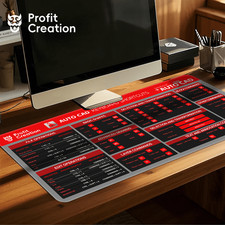 Large AutoCAD Shortcuts Key Mouse Pad - Modern Red & Grey Gaming Desk Mat with picture