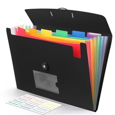 Accordion File Organizer 7 Pocket Expanding Folder Letters A4 Black Accordian picture