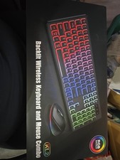 RGB Backlit KL2 Light up Rechargeable Wireless Keyboard & Mouse Combo Set NIB picture