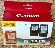 Genuine Canon PG-240XL Black CL-241XL Color Ink Cartridge W/Paper NEW SEALED picture