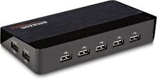 10 Port USB 2.0 Hub  w/ Power Adapter and Cable 2 Fast Charge ports Plu&Play picture