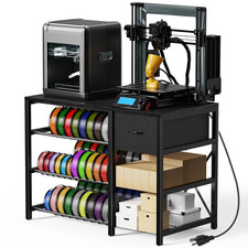 3D Printer Stand with Filament Storage Rack, Black 3D Printer Table with Power O picture