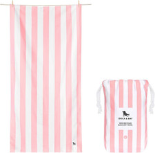 Extra Large Sand Free Quick Dry Beach Towel 78x35 in Light Pink Recycled Bag picture