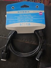 Dynex 6' ft PC VGA Display Cable - Black DX-C102111 2 male ends  picture
