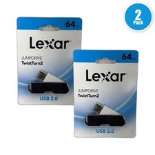 Lexar JumpDrive TwistTurn2 64GB USB 2.0 Flash Drive Sealed Pack of 2 New picture