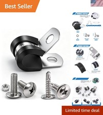 50PCS 1/4 Inch Stainless Steel Rubber Coated Pipe Clamps for Automotive Wiring picture