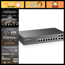 12-Port Gigabit PoE Switch, 8 PoE+ Ports, 120W AI Detection, Unmanaged Network S picture