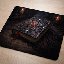 Gothic Mousepad Pentagram Skull Grimoire Dark Fantasy Gaming Desk Mat Occult picture