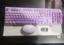 Mofii Lovely Wireless Keyboard Mouse Set Purple Cute Retro Round Keys picture