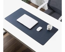 Navy Blue PU Leather Desk Mat, 23.5”x11.5”, Desktop Protection, Gaming, Office picture