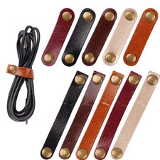 20 Pack Leather Cable Straps Cord Organizers Leather Cable Ties Cord Snap on Cor picture