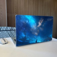 Cat Blue Starry Night Sky Cosmic Nebula Laptop Skin Removable Protective Sticker picture