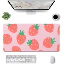 Cute Strawberry Pattern Desk MatGirly Game Mouse PadPink Extended Desk MatMak... picture