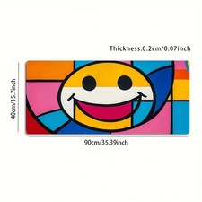 1 Large Gaming Mouse Pad with Colorful Geometric Joyful Face Design, Non-Slip picture