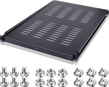 1U Adjustable Rack Mount Shelf Vented Server Rack Drawer 175 lbs 27.5 to 38 Inch picture