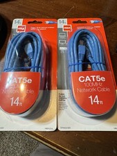 RCA CAT5e 100MHz Network Cable 14 ft Lot of 2 Computer HDTV Blu-Ray TPH531BR picture