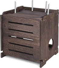 Wooden Wireless WiFi Router Storage Box Modem Router Cover Wood Shelf Power S... picture
