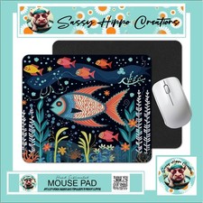 Mouse Pad Angelfish Abstract Art Ocean Life Anti Slip Back Easy Clean Sublimated picture