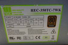 HEC HEC-350TC-7WK 20+4 Pin 80 PLUS BRONZE Power Supply 350W #NT4939 picture