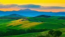 Landscape nature mountains clouds trees sunset grass Custom Gaming Mat Desk picture