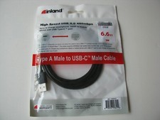 inland High Speed USB 2.0 Type A USB male to USB-C Male Cable Black 6.6 ft feet picture