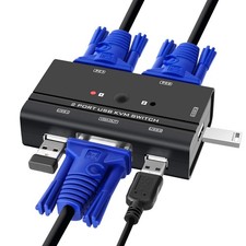 VGA USB KVM Switch, 2 Port Switcher Selector with 2 picture