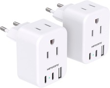 European Travel Plug Adapter for International, Italy Spain Power Adapter 2 O... picture