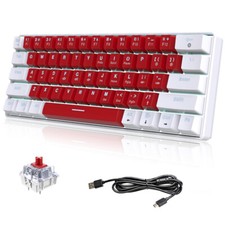 Snpurdiri 60% Wired Gaming Keyboard White LED Backlit 61 Key Small Ultra-Compact picture