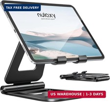 Aluminum Dual Foldable iPad Stand, Fully Adjustable Desktop Tablet Holder, Table picture