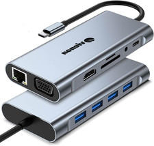 11-in-1 USB C Hub Laptop Docking Station RJ45 Ethernet 4K HDMI 100W PD Charging picture