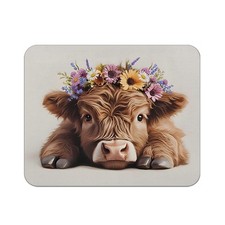 Floral Wreath Highland Cow Mouse Pad for Desk, Highland Cow Gifts, Cows Lover... picture