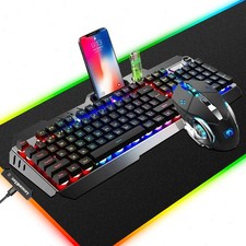 MAMBASNAKE K618  Wired Gaming Keyboard Mouse Large Pad Set Phone Holder Black picture