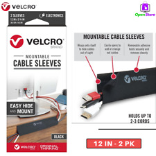 Black Velcro Brand Removable Mountable Cable Sleeves 12 In 2 Pk For Walls & Desk picture