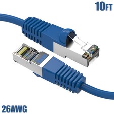 10FT Cat5E RJ45 Ethernet LAN Network FTP Shielded Patch Cable Pure Copper Blue picture