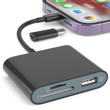 SD Card Reader for iPhone, Memory Card Reader with USB-C to Light-ning Adapte... picture