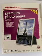 OFFICE DEPOT Premium Photo Paper Gloss for Inkjets 50 Sheets 8.5