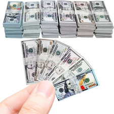 600PCS 1:12 Miniature Dollar Bills Set, Old Tiny Mixed Denominations Money picture