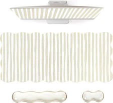 Beige Striped Mouse Pad Set,Scalloped XXL Desk Mat + Ergonomic Mouse Wrist Re picture